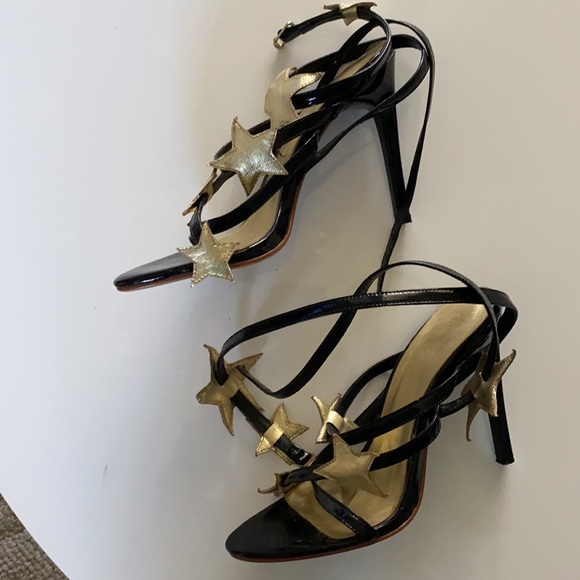 Strappy black and gold star heels - Picture 3 of 4